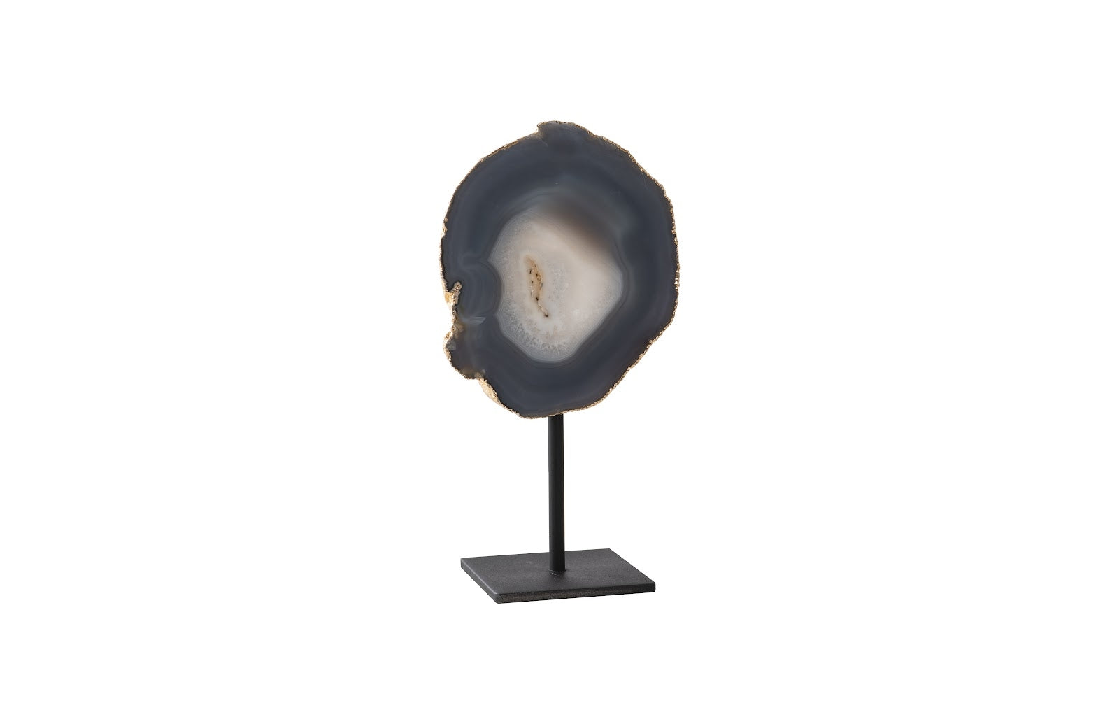 Agate Sculpture, Gold Edge, Iron Base, Assorted