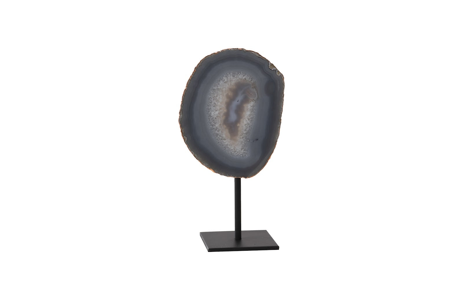 Agate Sculpture, Bronze Edge, Iron Base, Assorted