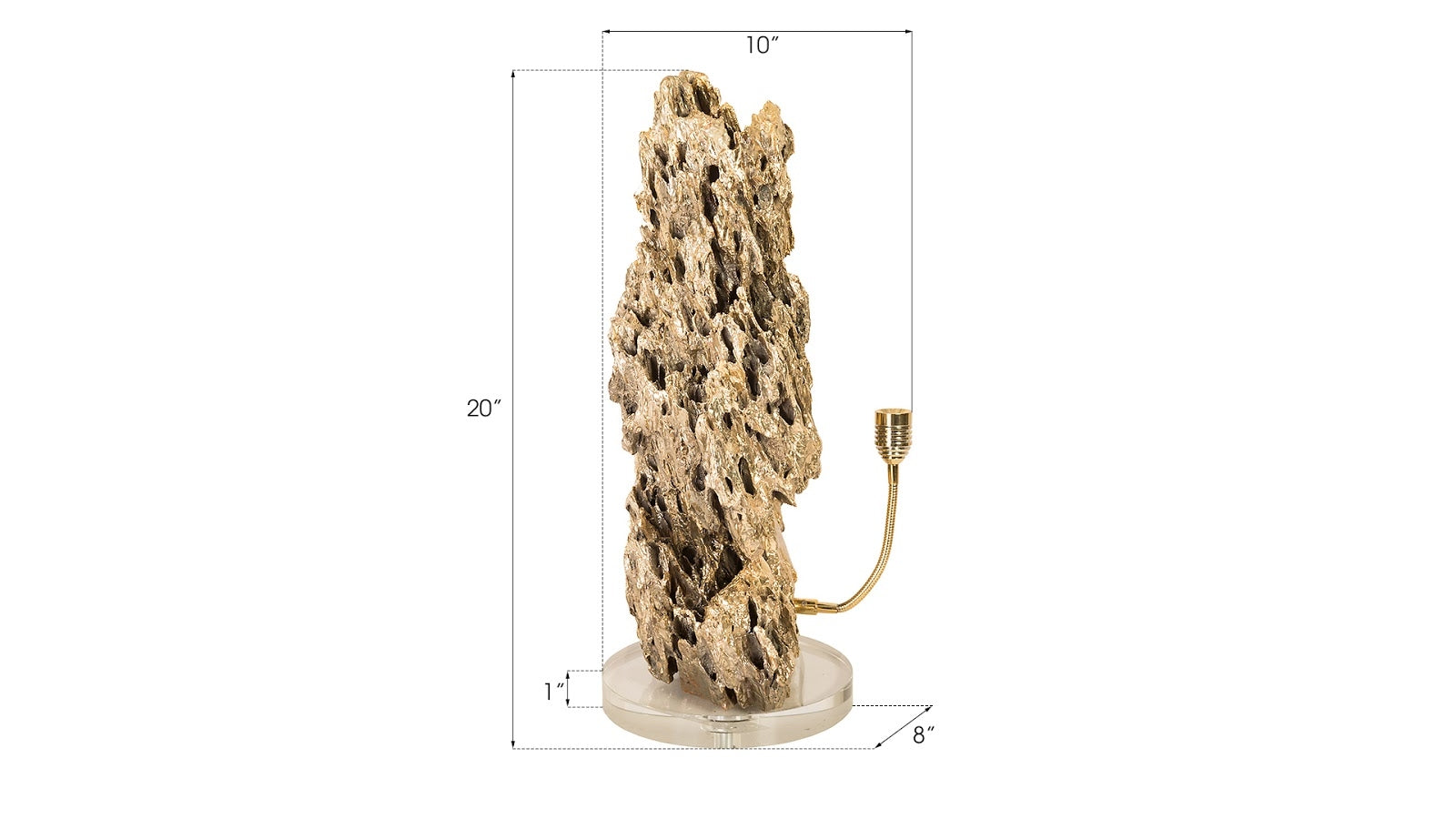 Stalagmite Lamp Polished Brass, MD, Glass Base