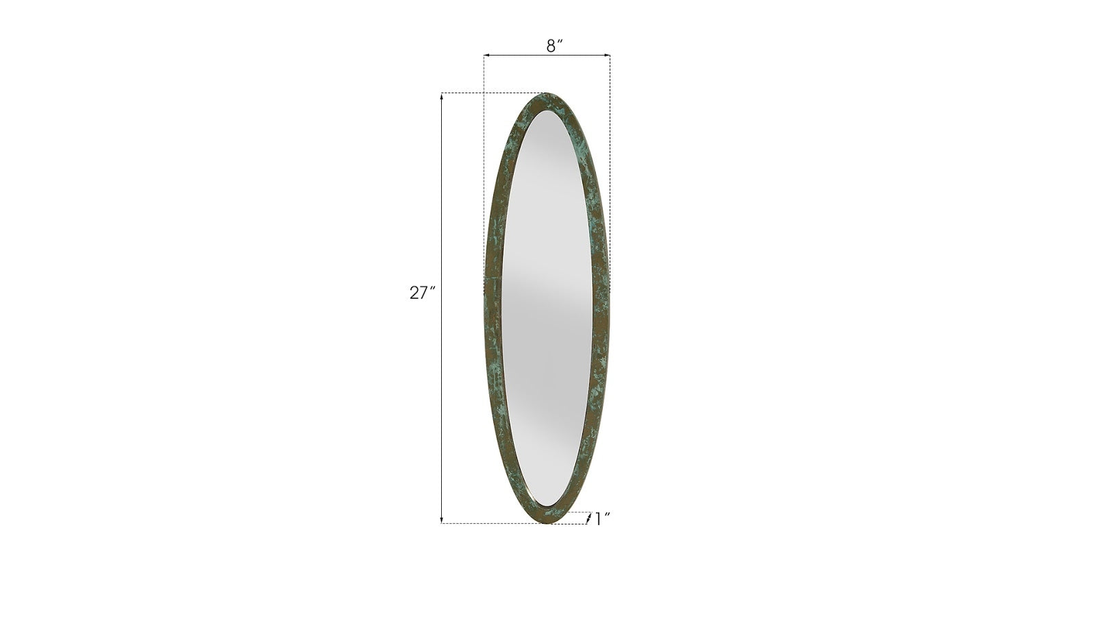 Elliptical Oval Mirror Small, Lichen