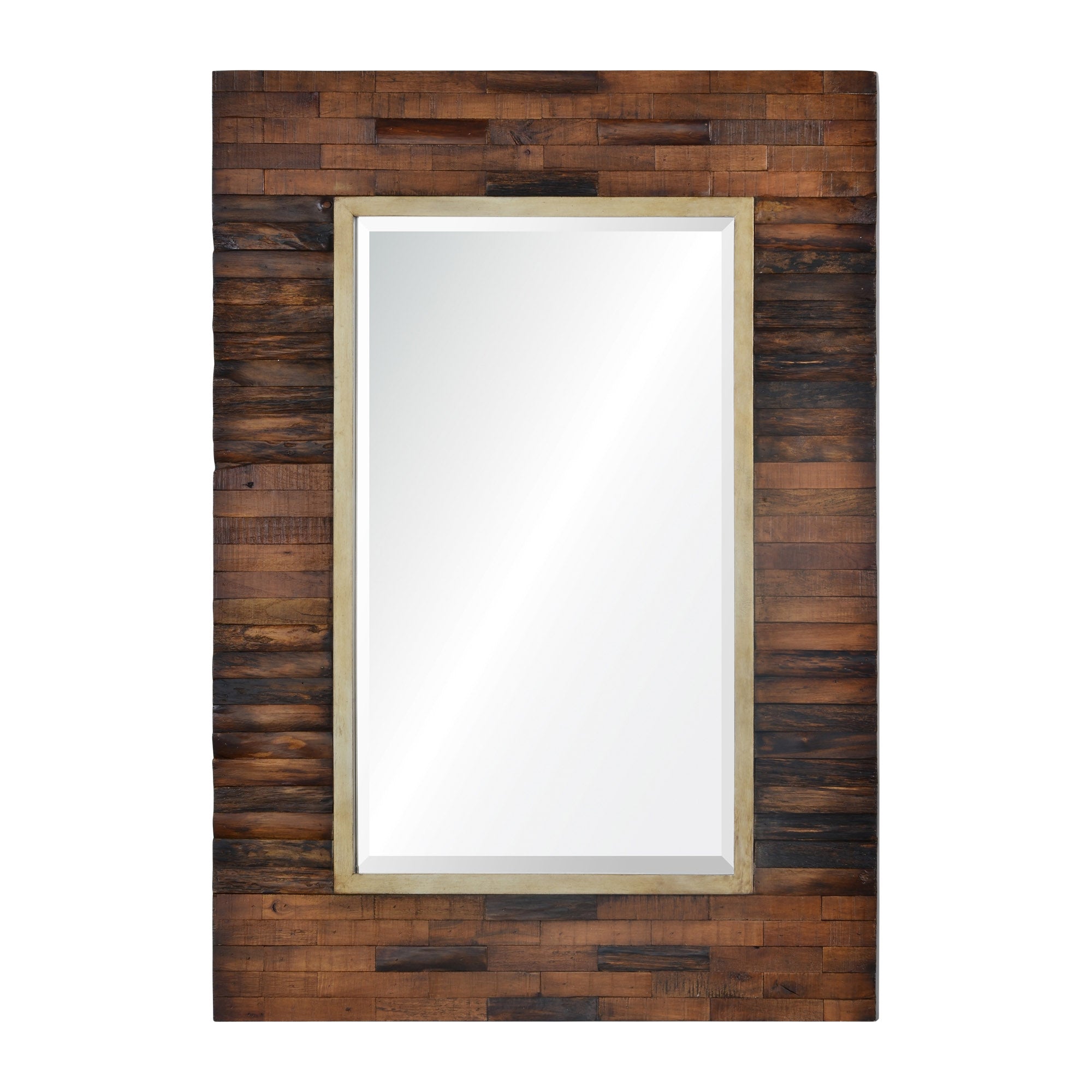 Pretoria 30" Wood Strip - Brass Mirror