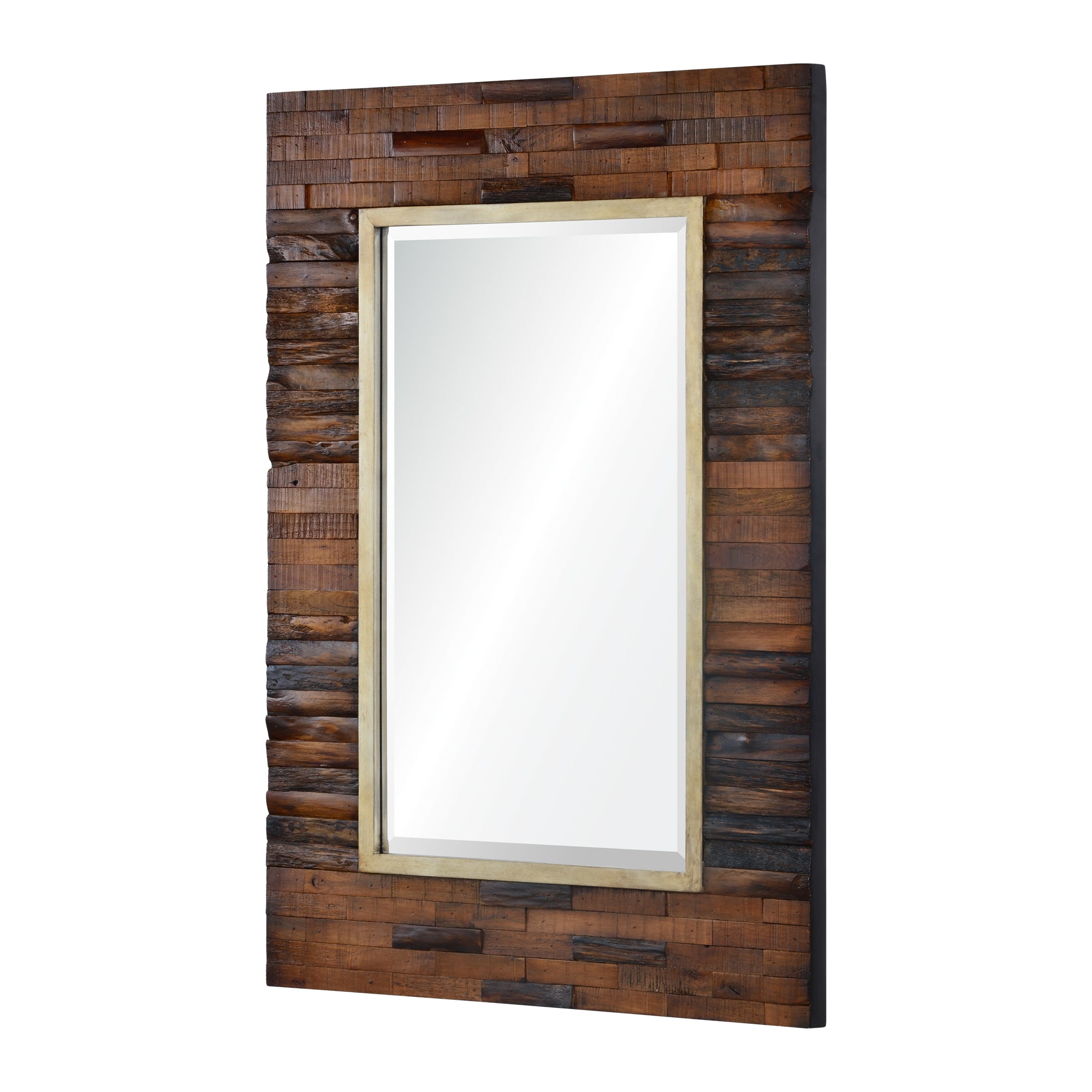 Pretoria 30" Wood Strip - Brass Mirror
