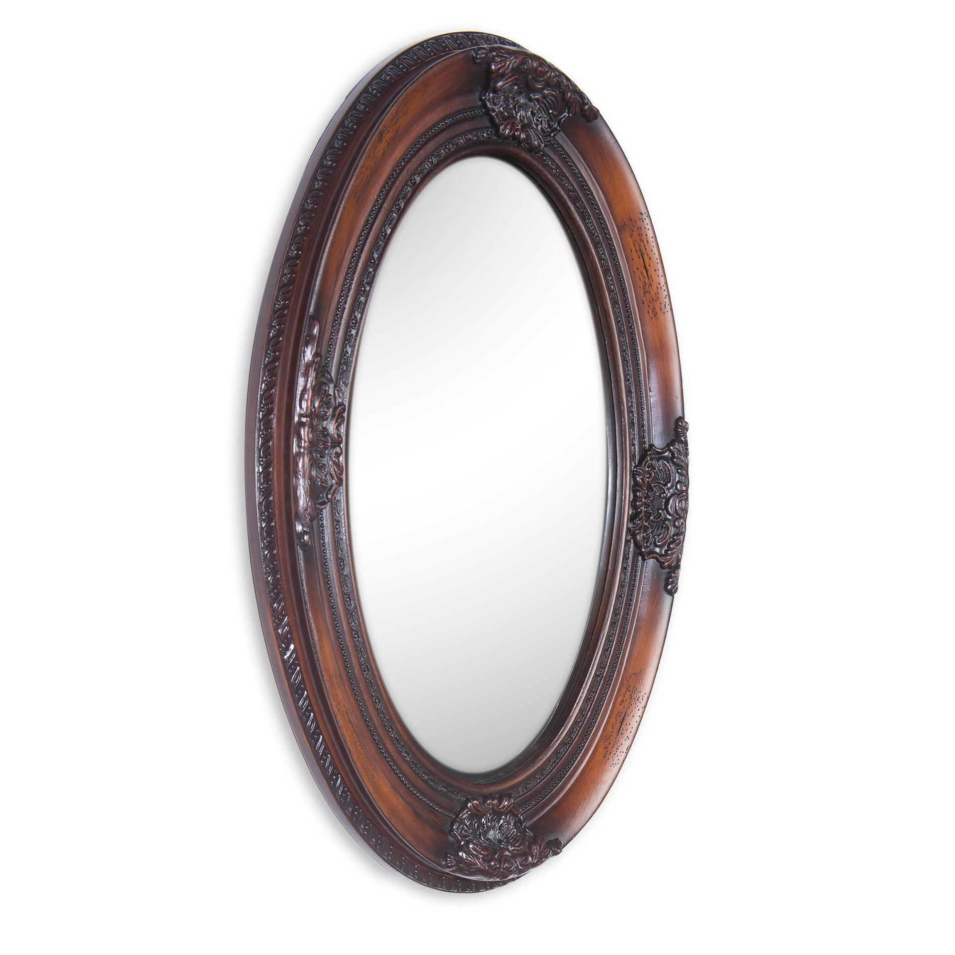 Cherry Chelsea 24" Handcarved Wood - Cherry Finish Mirror