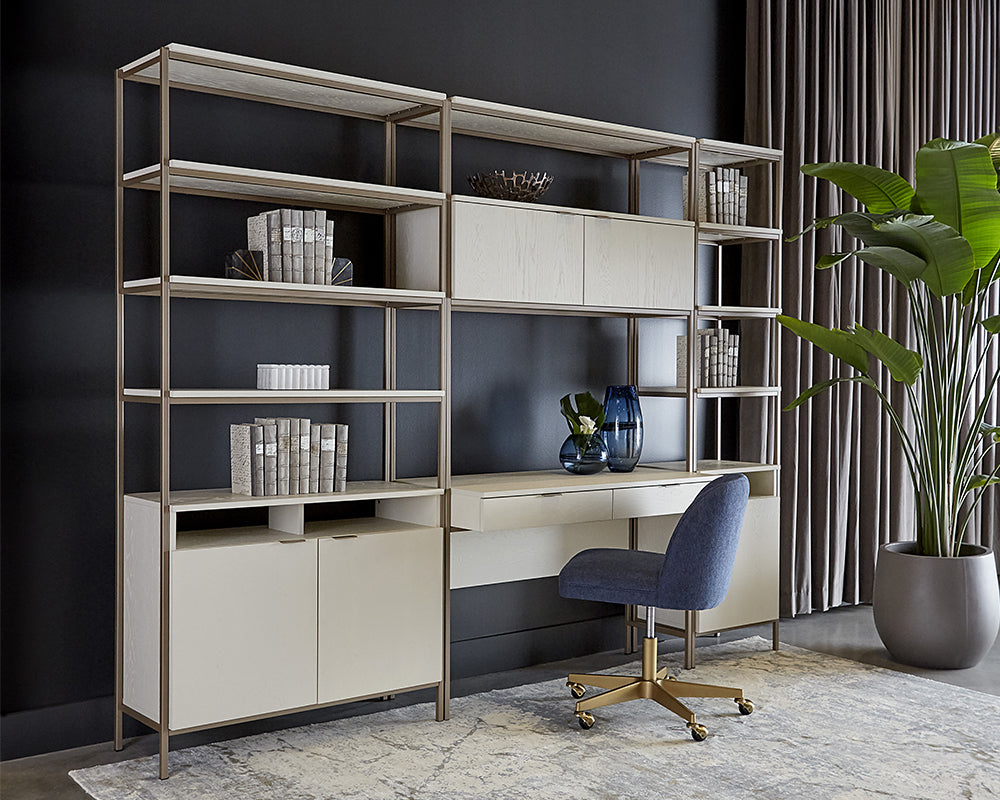 Ambrose Modular Bookcase - Large -  Champagne Gold - Cream