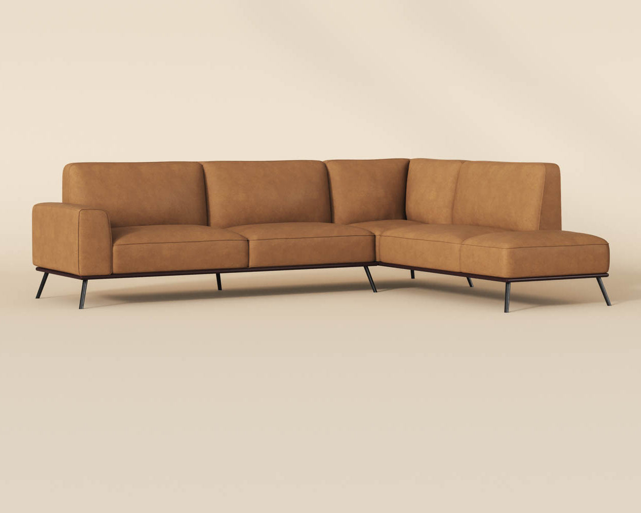 Brandi Sofa Chaise - Raf - Camel Leather