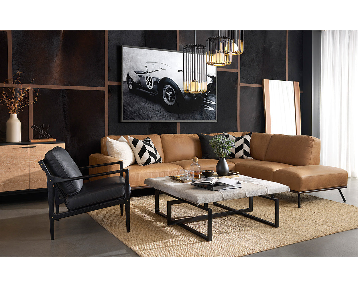 Brandi Sofa Chaise - Raf - Camel Leather