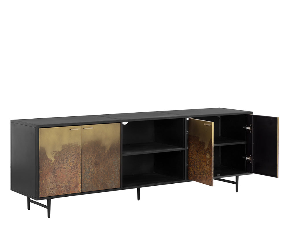 Auburn Media Console And Cabinet - Antique Brass