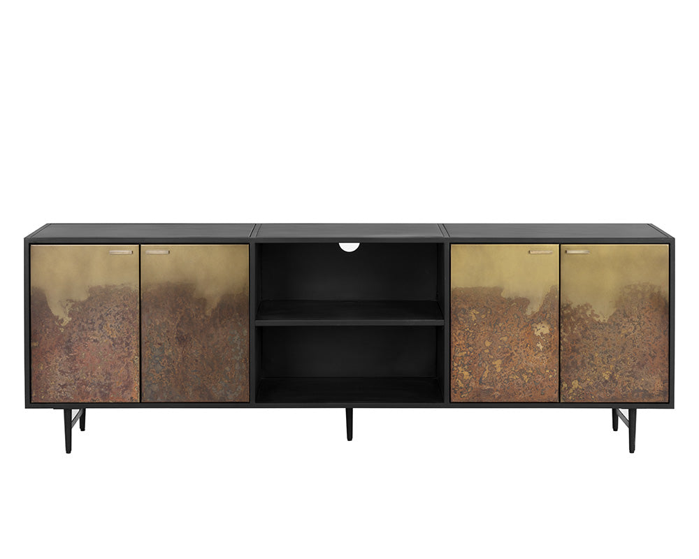 Auburn Media Console And Cabinet - Antique Brass