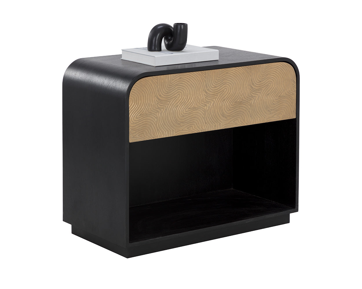 Algarve Nighstand - Black/Champagne Gold