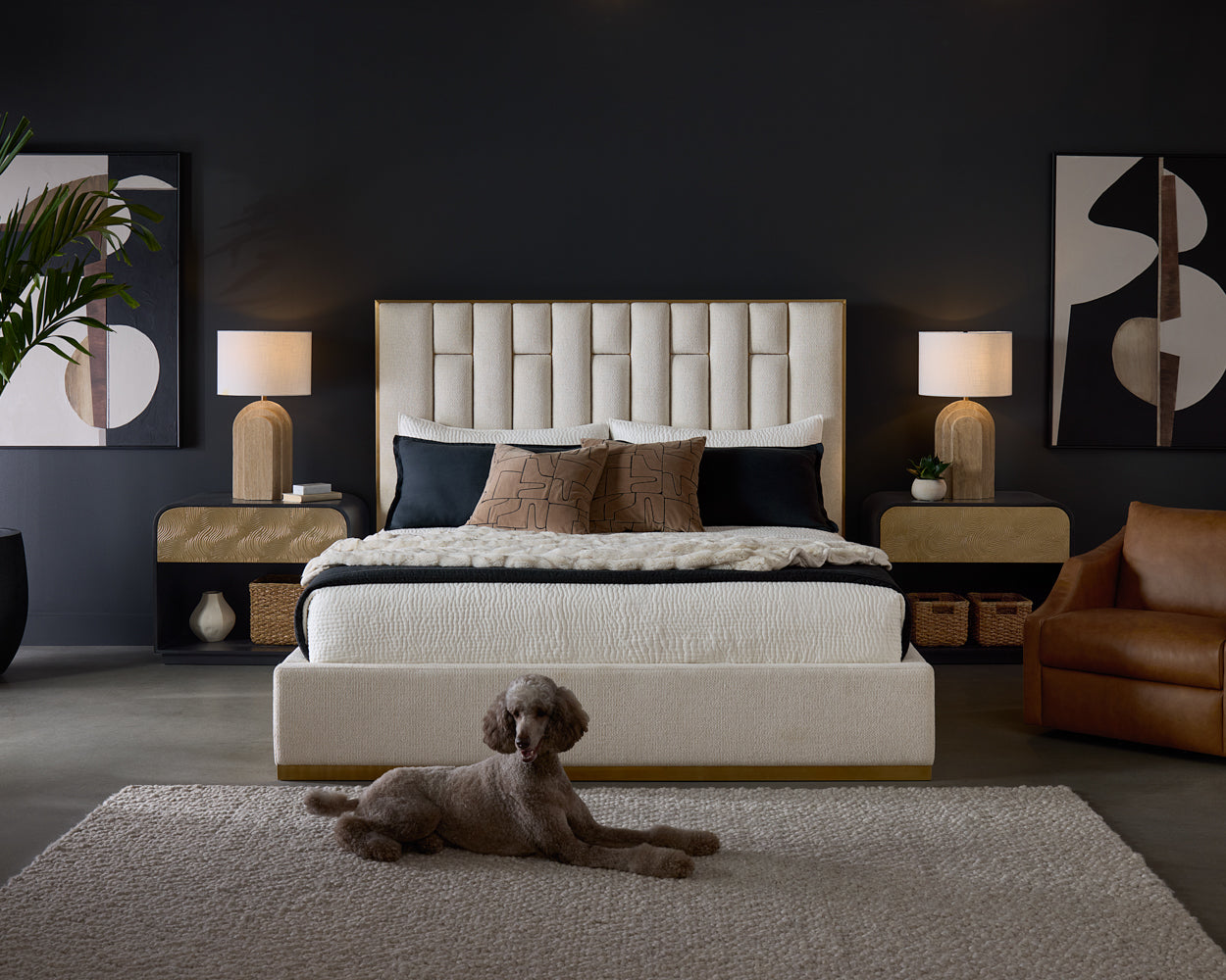 Algarve Nighstand - Black/Champagne Gold