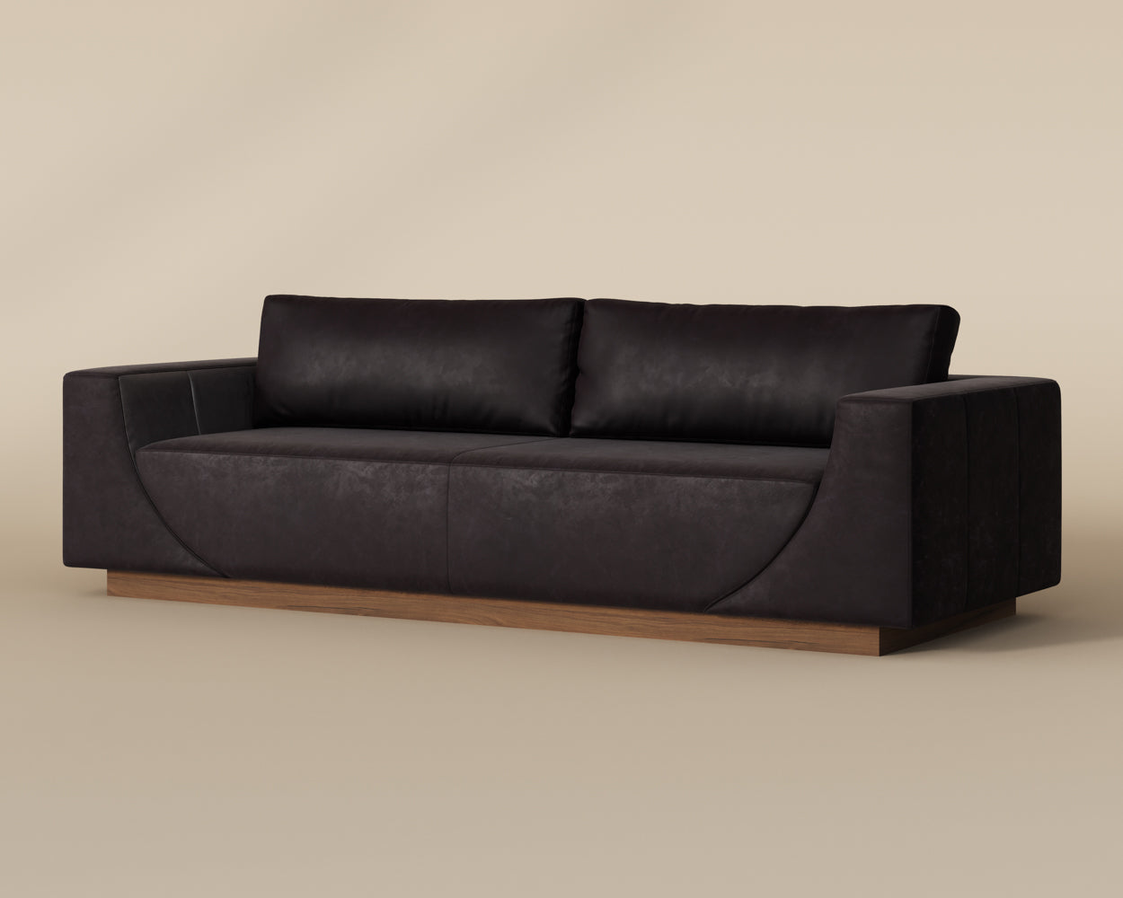Anakin Sofa - Light Oak - Tuscany Warm Black Leather