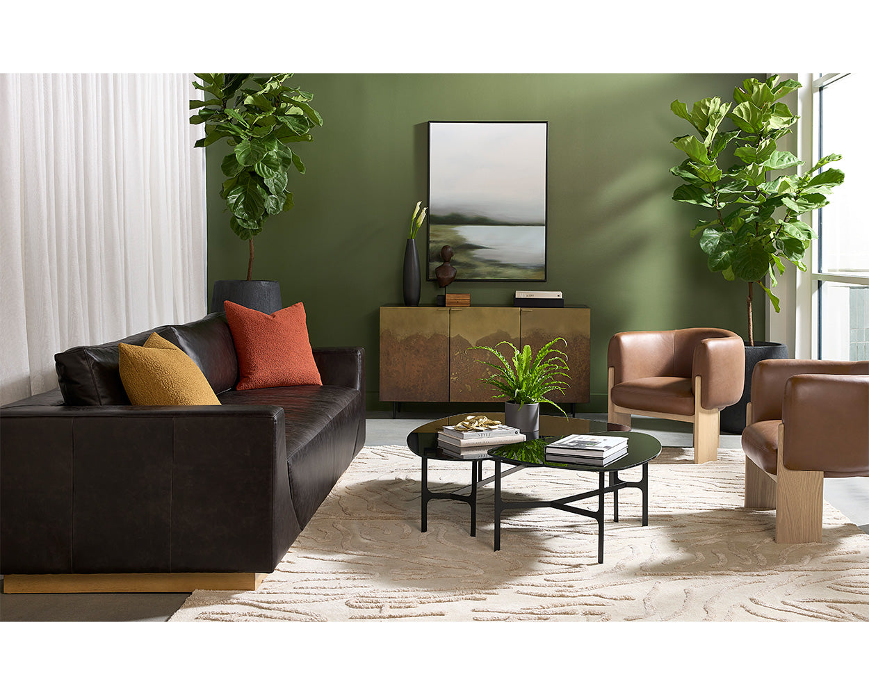 Anakin Sofa - Light Oak - Tuscany Warm Black Leather