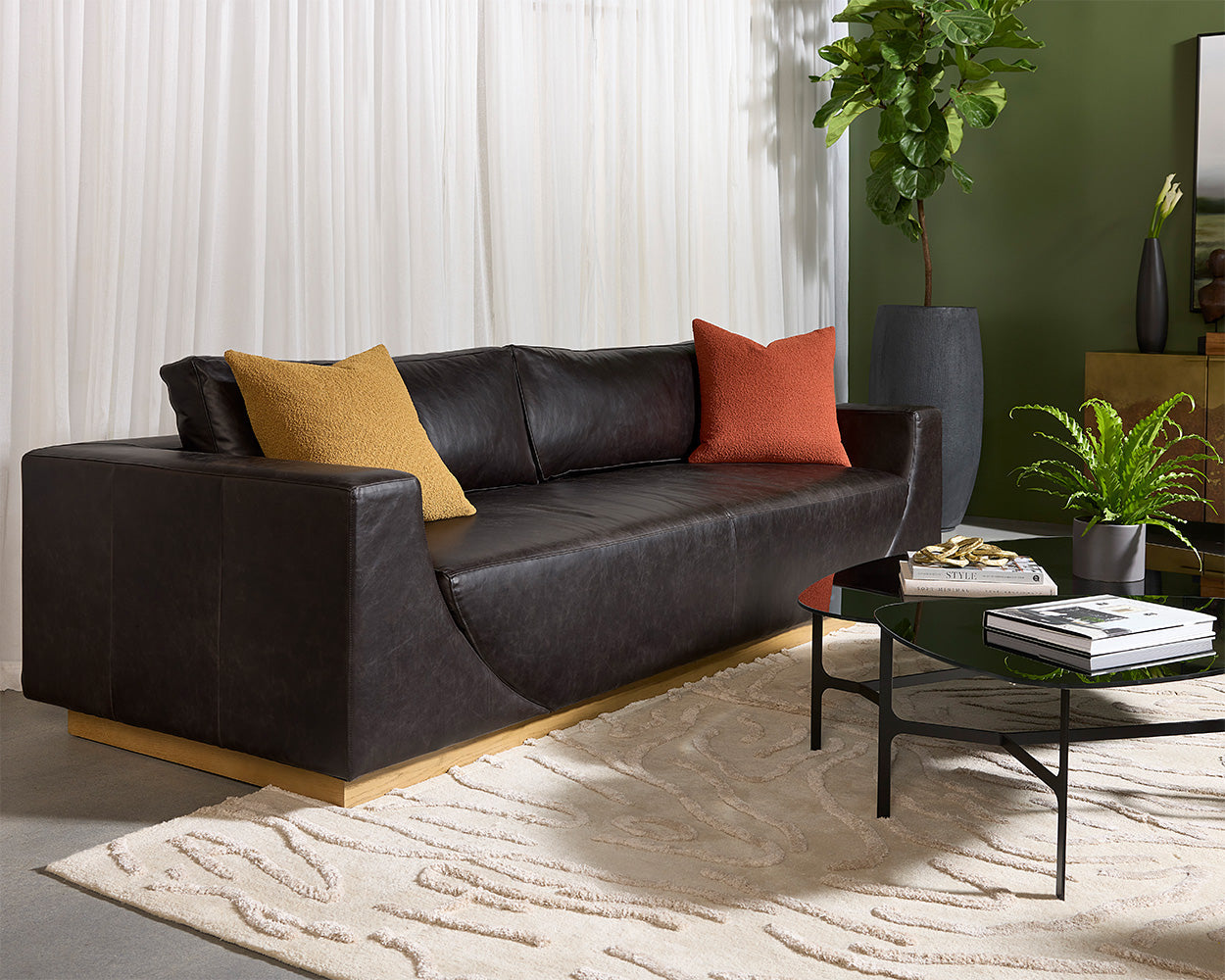 Anakin Sofa - Light Oak - Tuscany Warm Black Leather