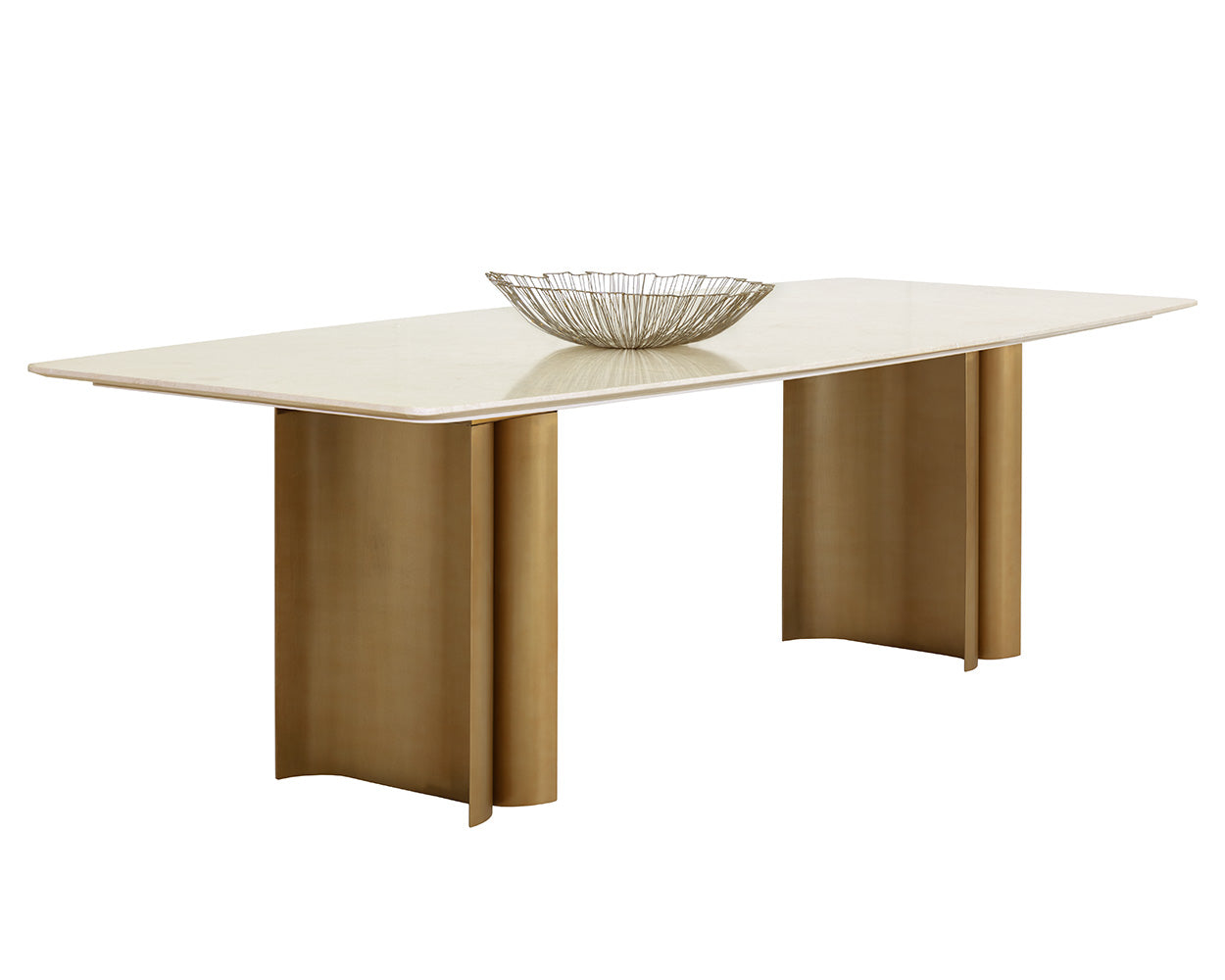 Astara Dining Table - 94.5" - Antique Brass