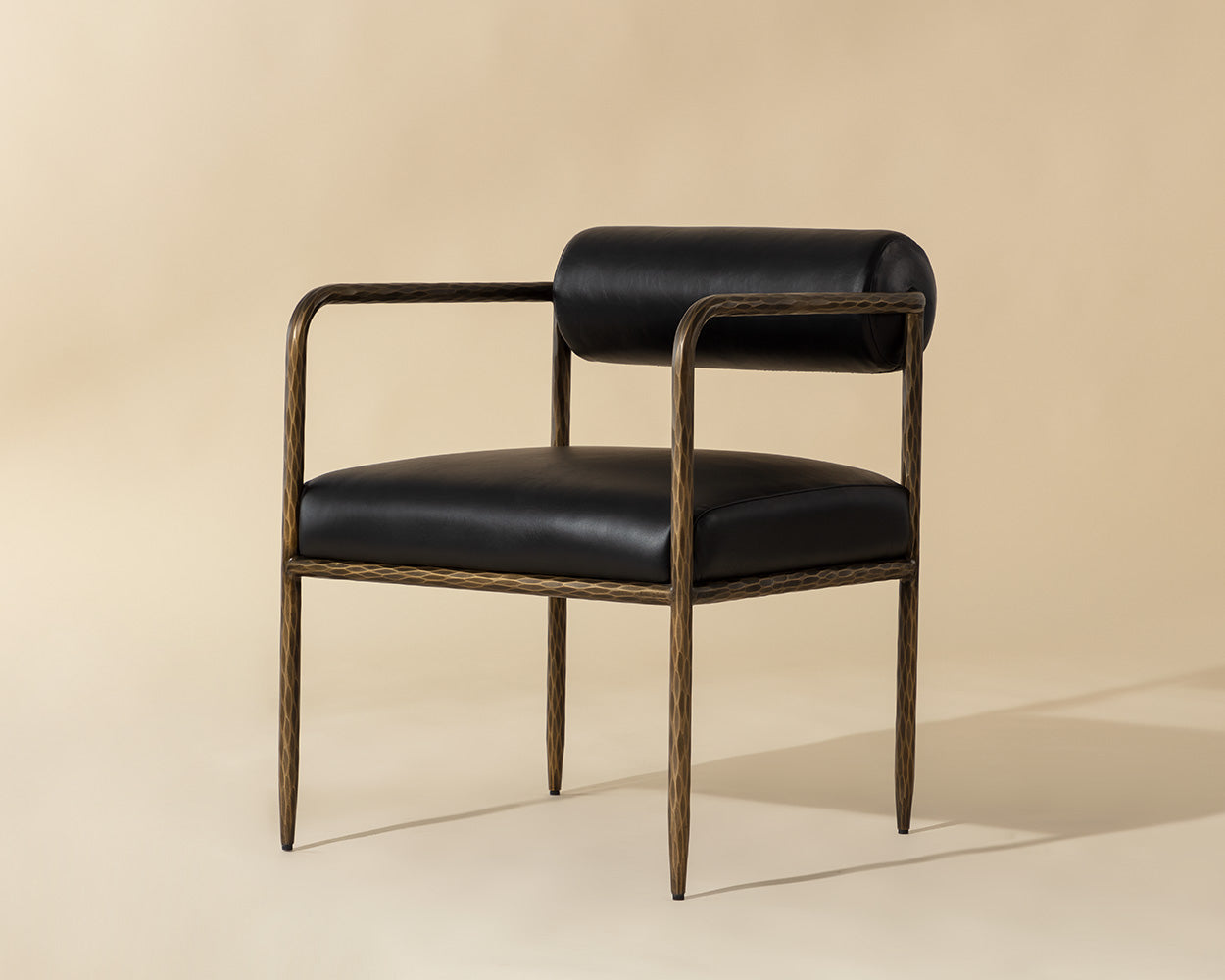 Ajani Dining Armchair - Charcoal Black Leather