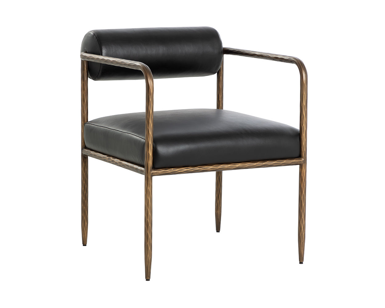 Ajani Dining Armchair - Charcoal Black Leather
