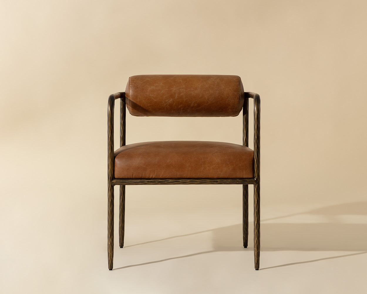 Ajani Dining Armchair - Tan Leather