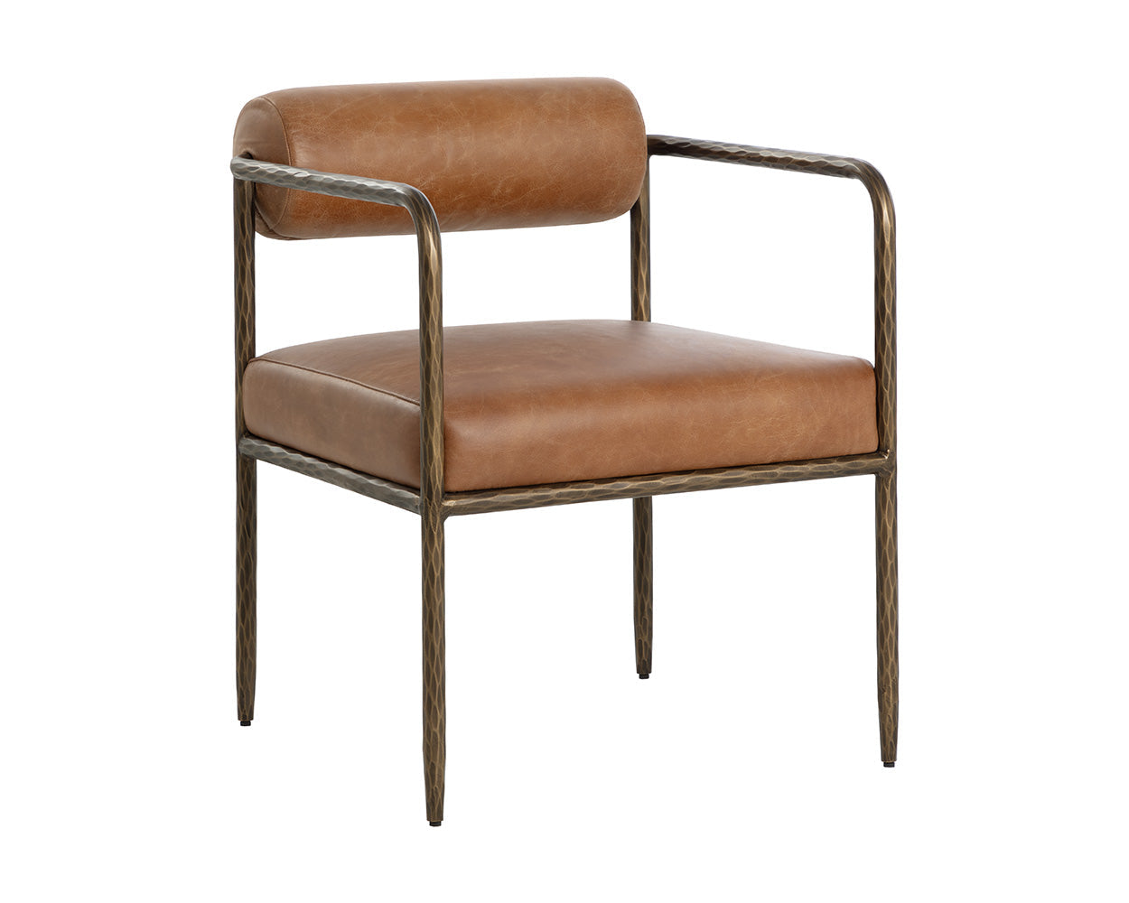 Ajani Dining Armchair - Tan Leather