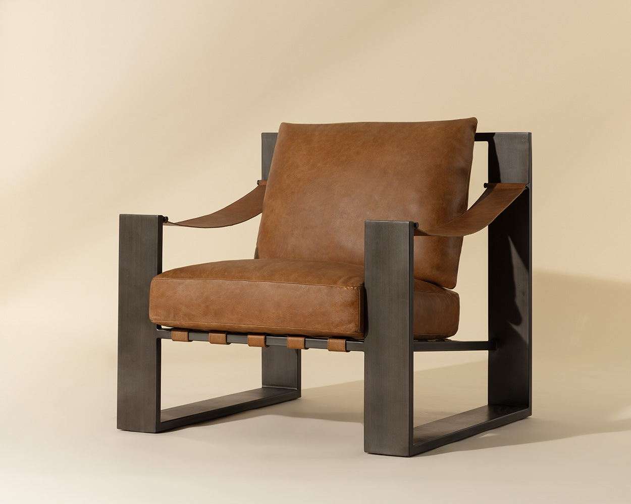 Berke Lounge Chair - Gunmetal - Tan #3