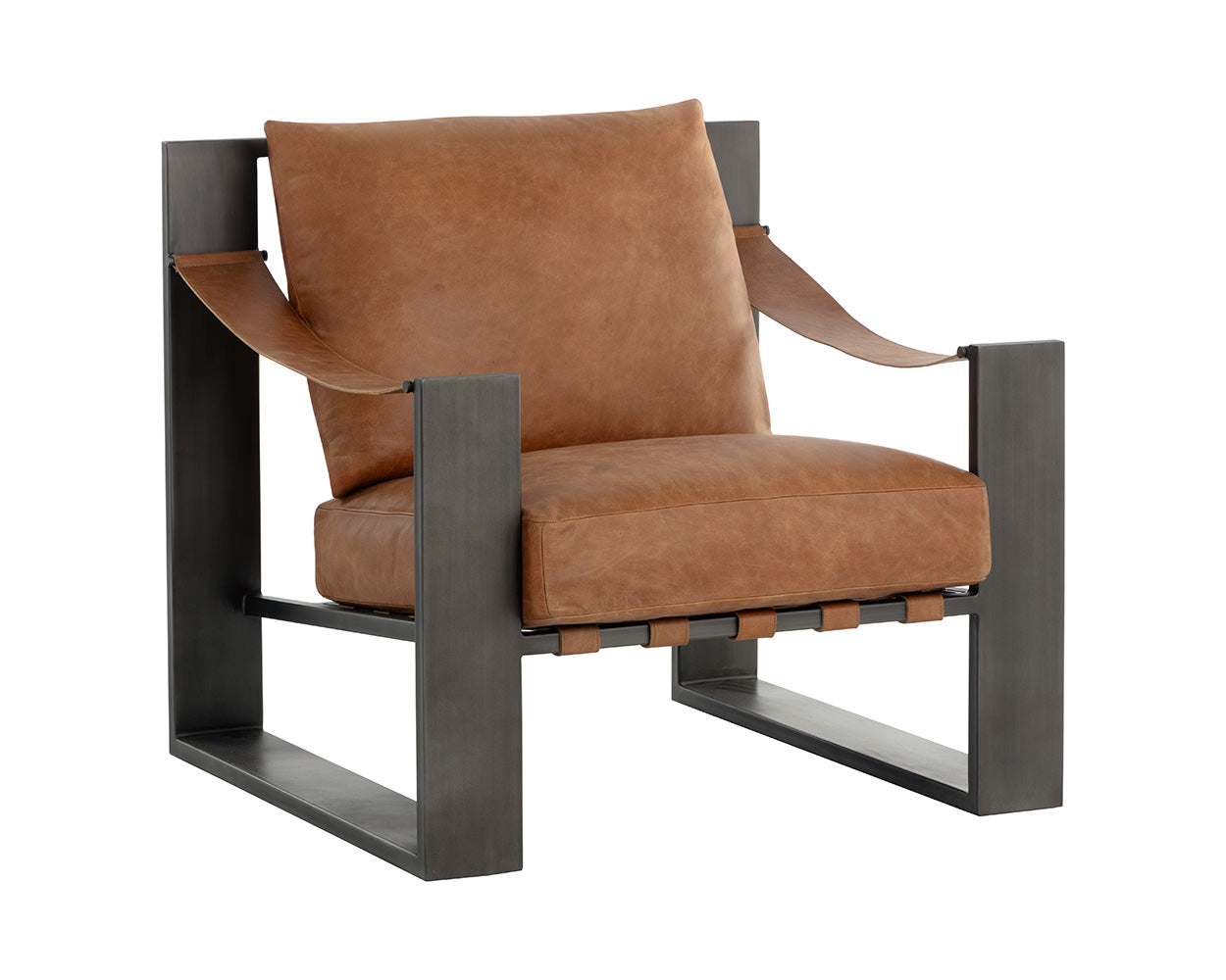 Berke Lounge Chair - Gunmetal - Tan #3