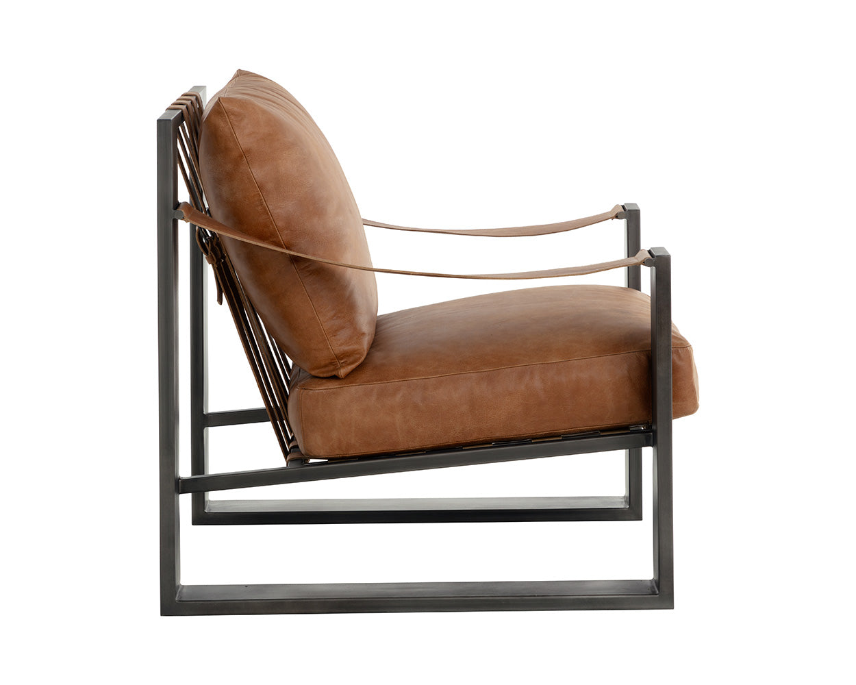 Berke Lounge Chair - Gunmetal - Tan #3