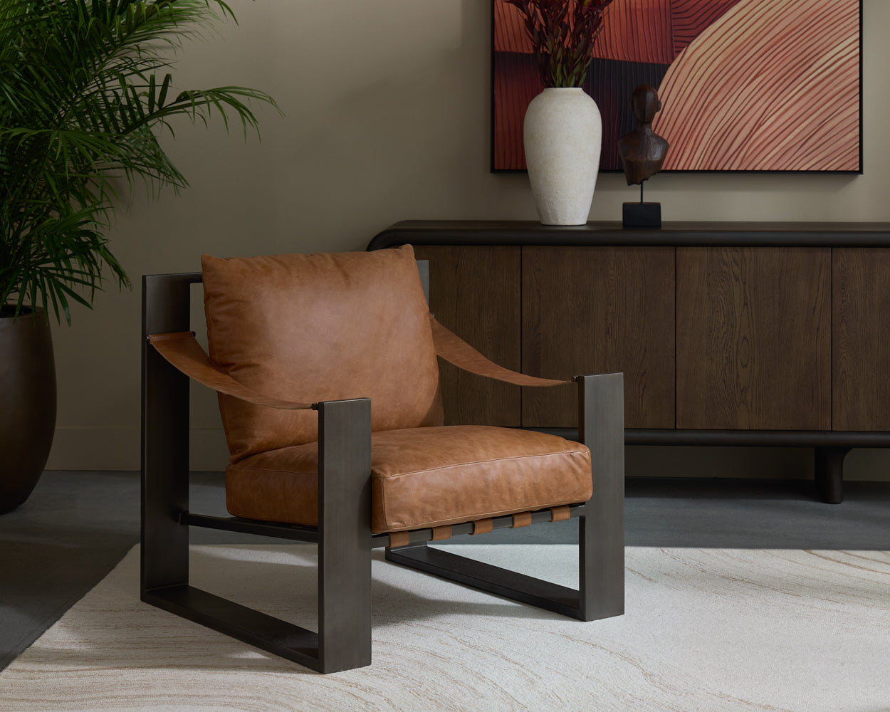Berke Lounge Chair - Gunmetal - Tan #3
