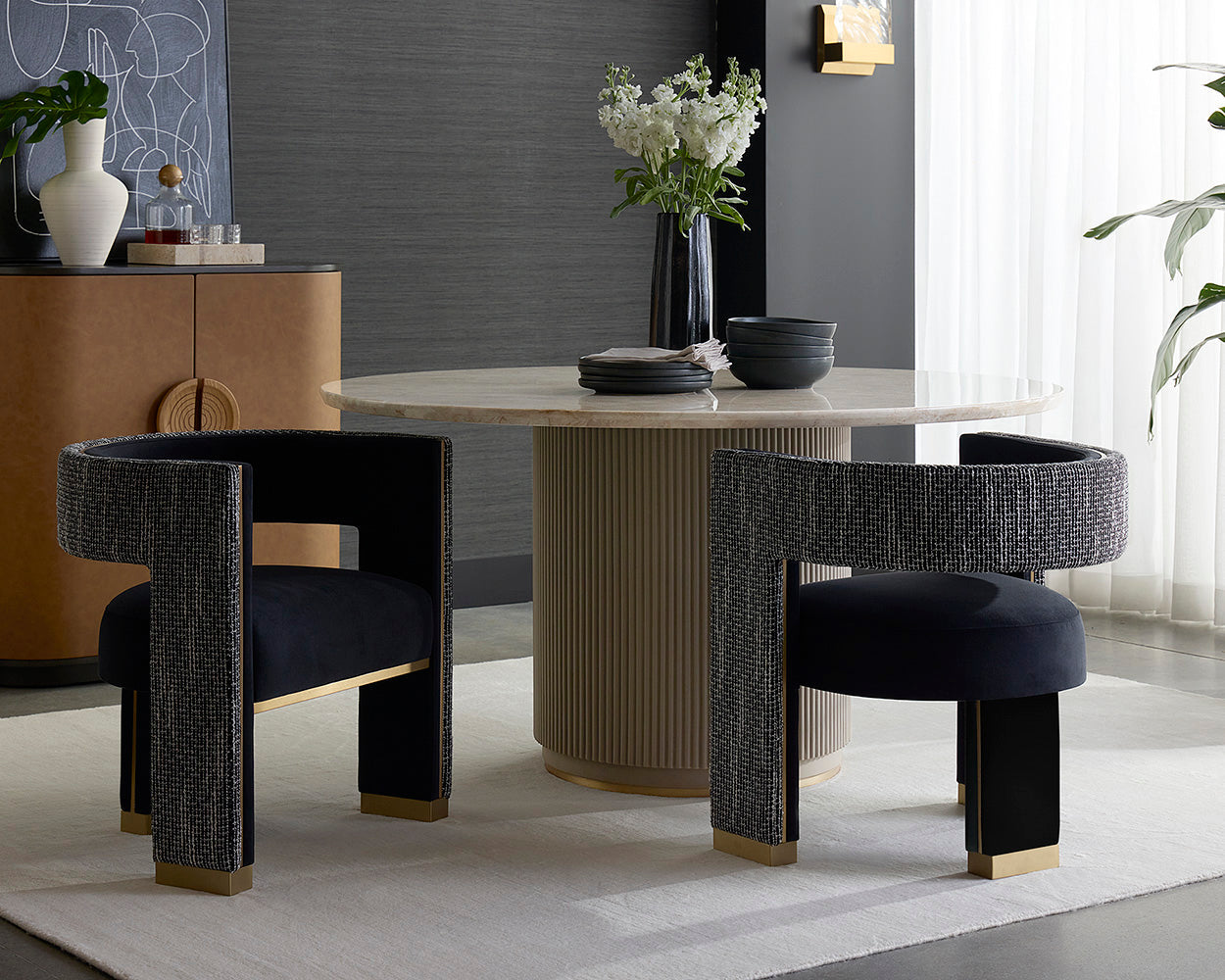 Adamina Dining Armchair - Abbington Black / Hobbes Night