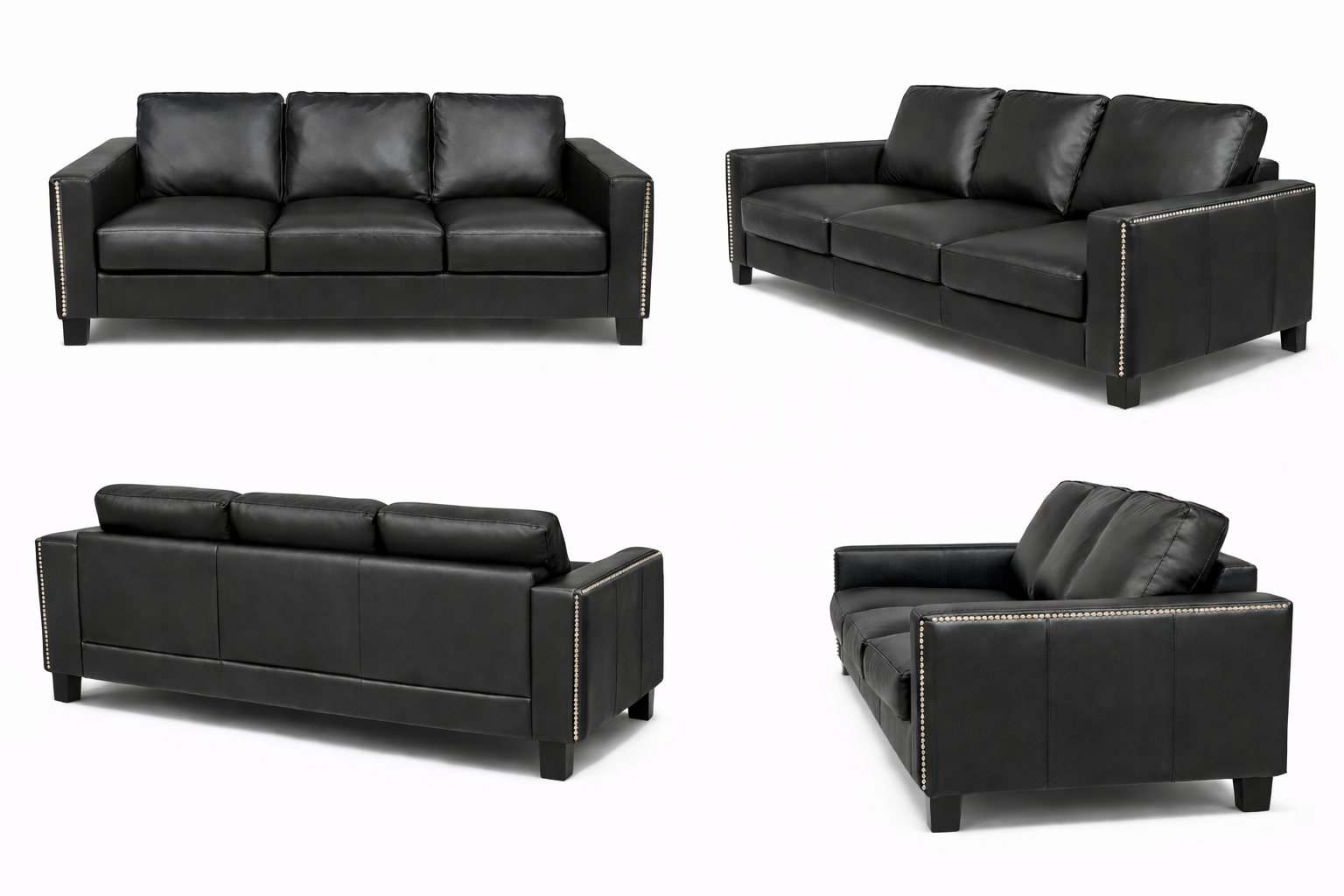 Cienna 82" Black Leather Condo Sofa