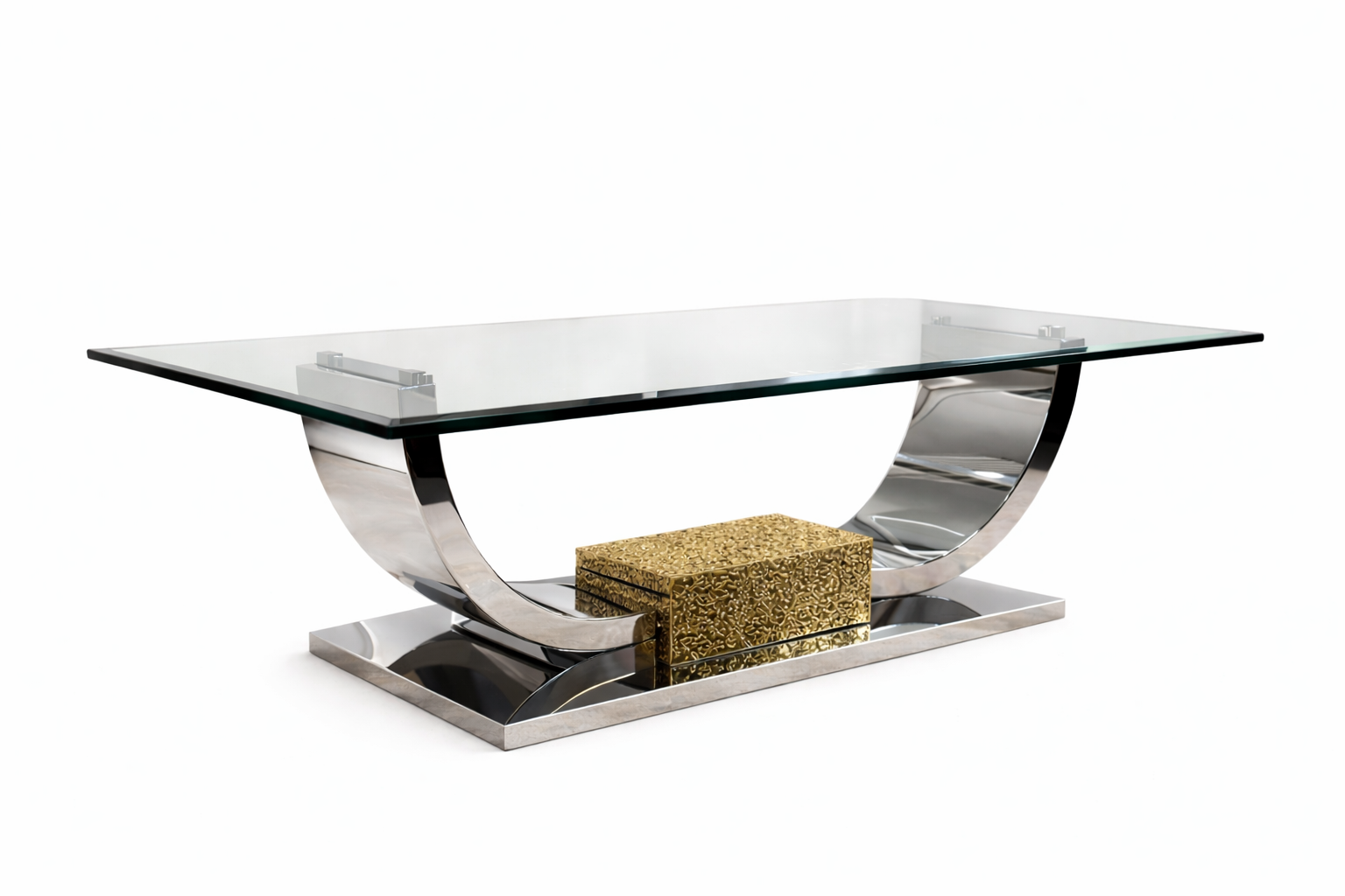 Helium Two-Tone 87" Glass Dining Table