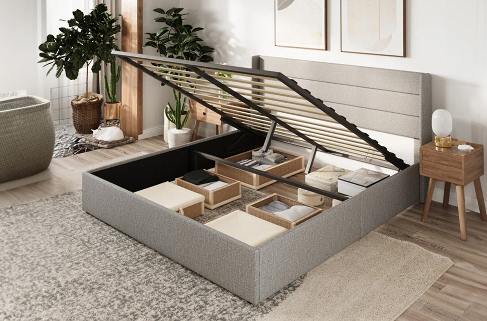 Camila Grey 78″ King Platform Bed with Storage