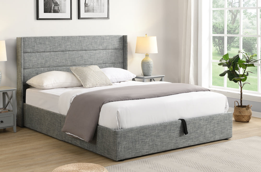 Camila Grey 78″ King Platform Bed with Storage