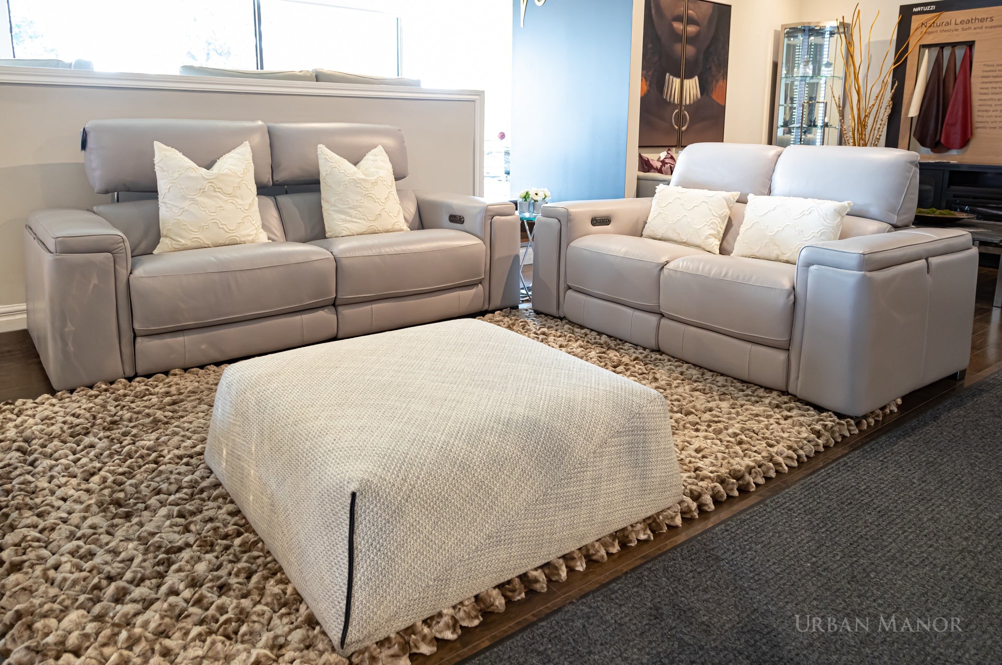 Amari Leather Power Reclining Sofa + Loveseat