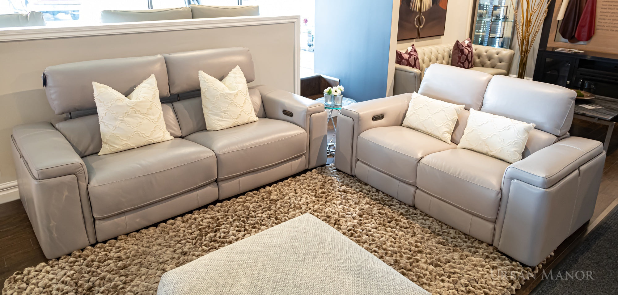 Amari Leather Power Reclining Sofa + Loveseat