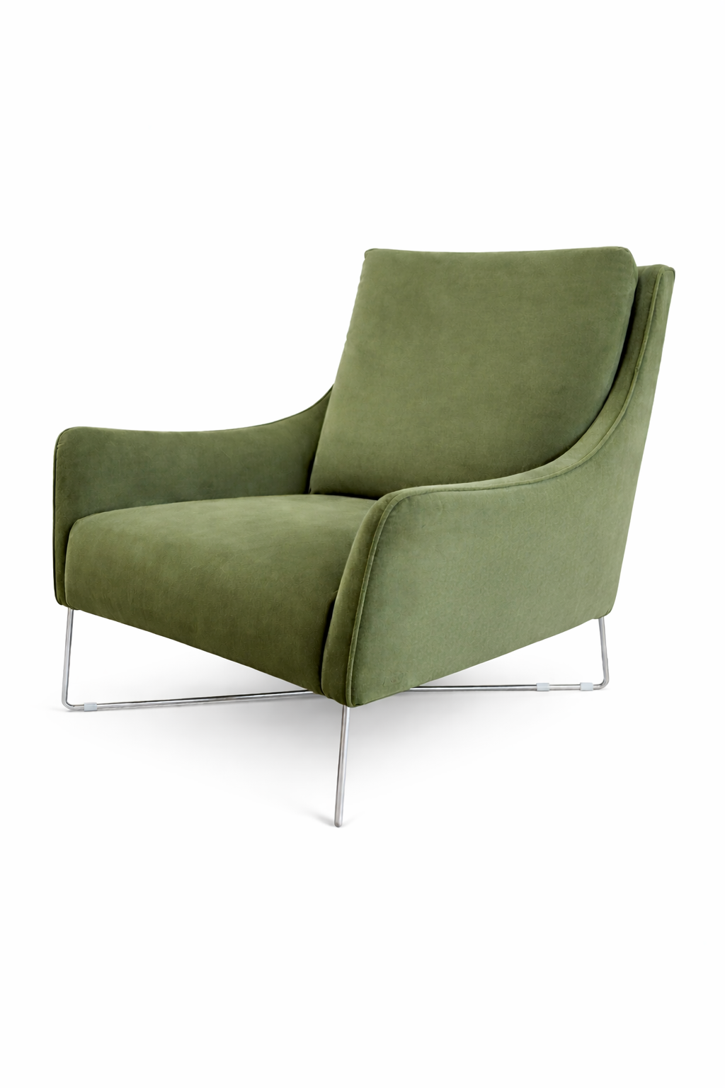 Regina Dark Green Velvet Fabric Armchair by Natuzzi Editions