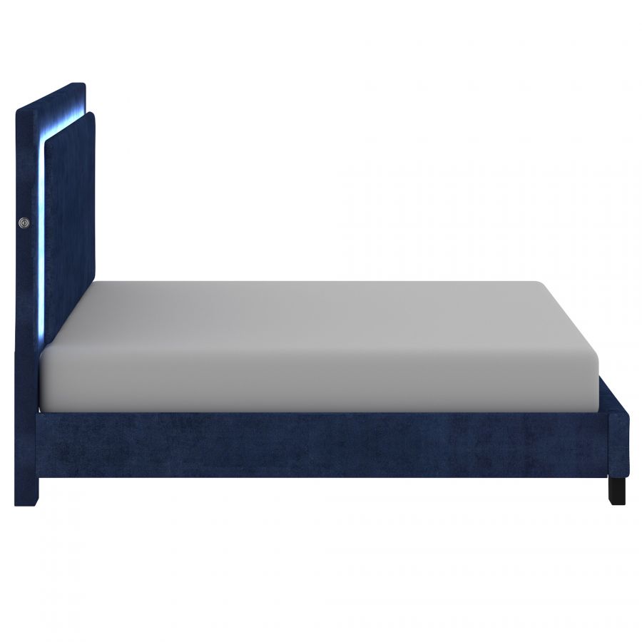 Lumina Blue King Platform Bed with Light