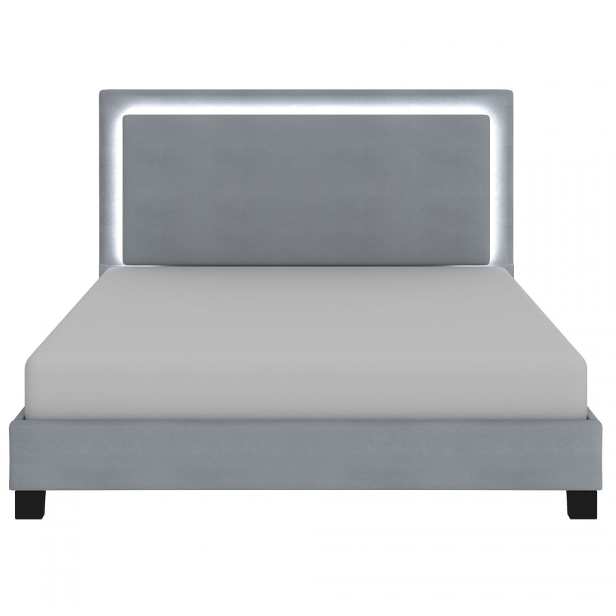 Lumina Grey King Platform Bed with Light