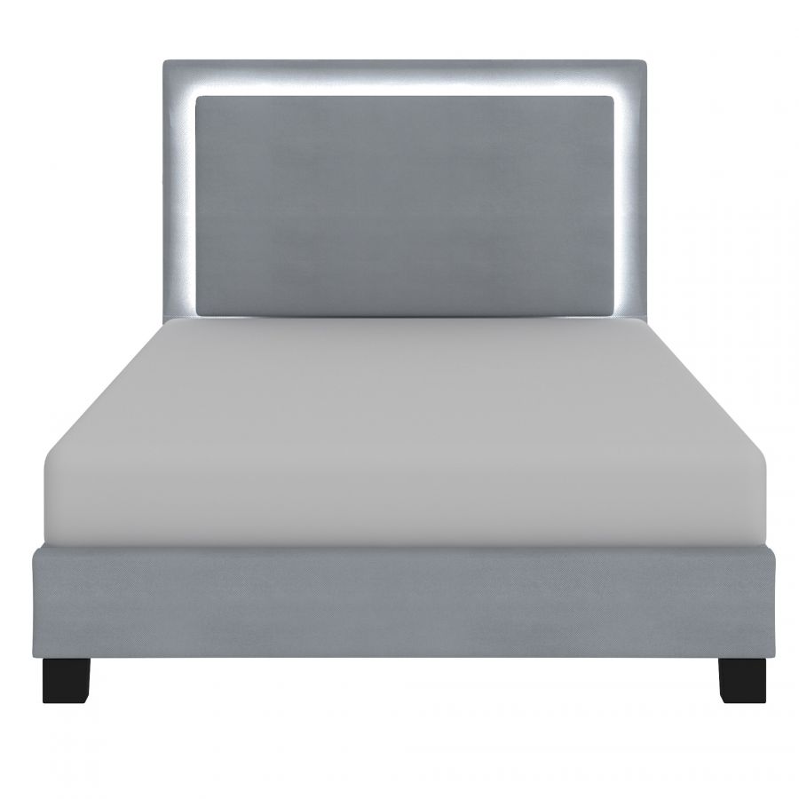 Lumina Grey Queen Platform Bed with Light