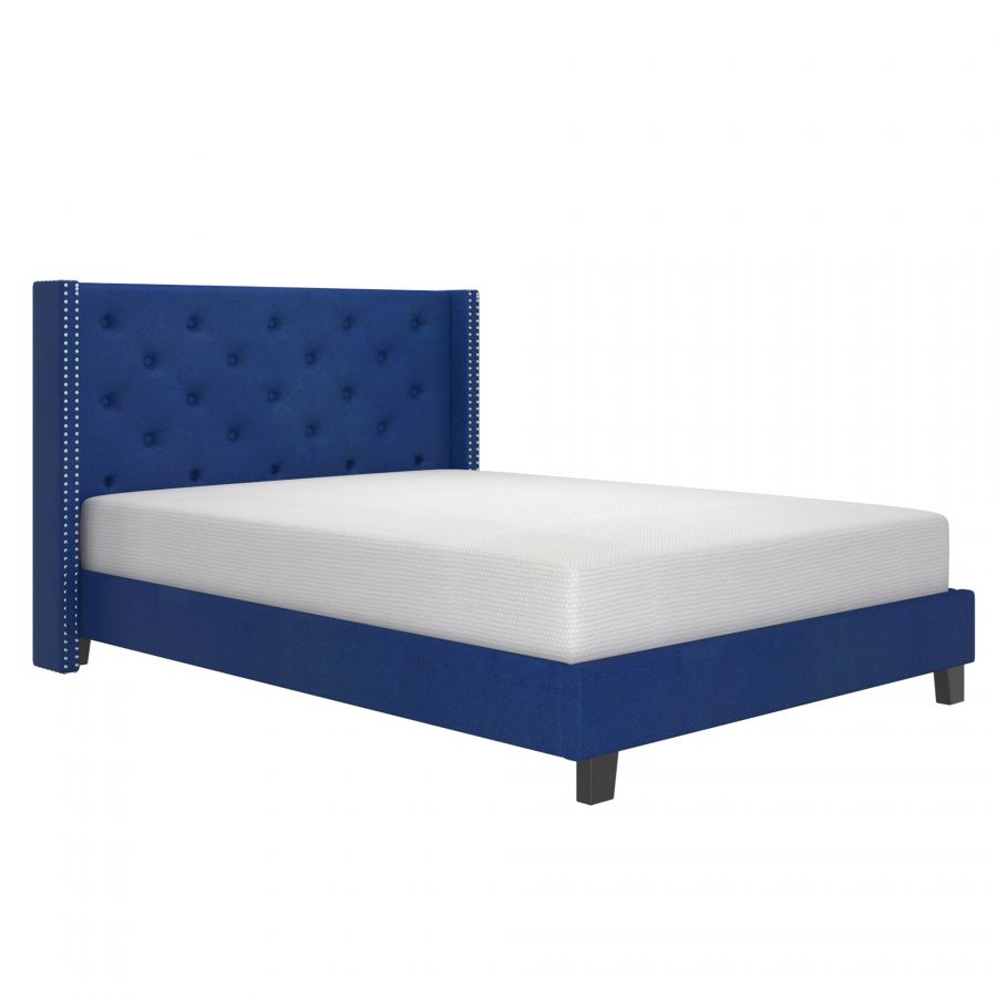 Lino Blue Queen Platform Bed