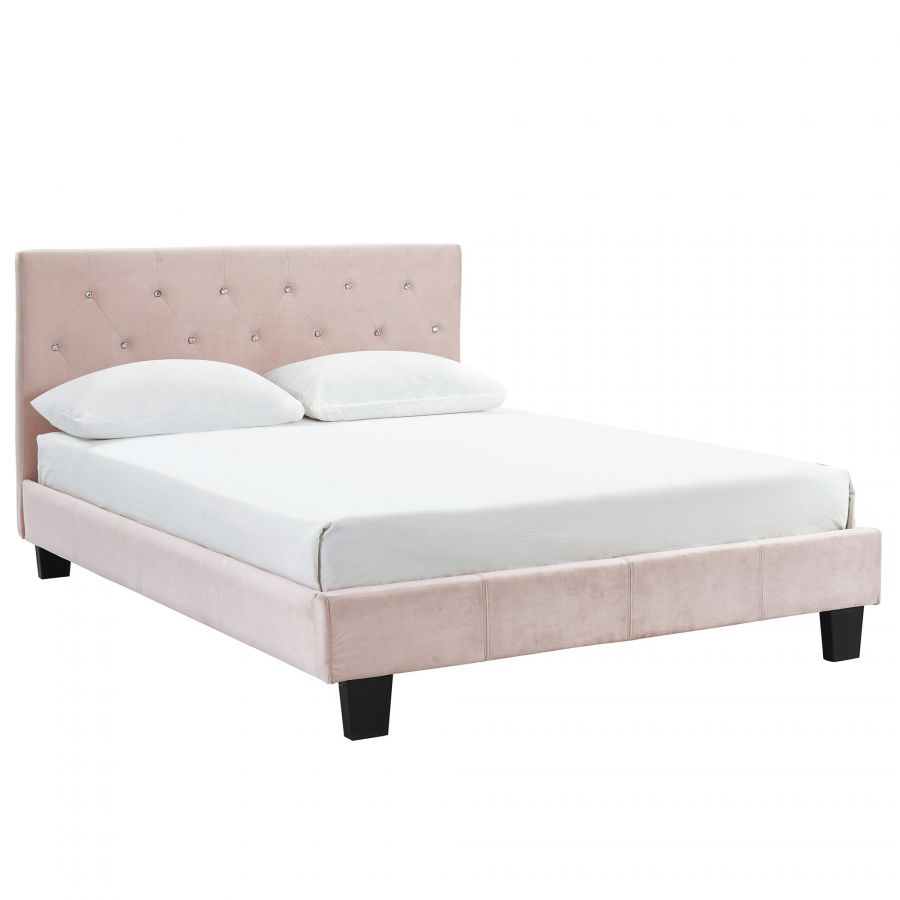 Jazelle Blush Pink Double Platform Bed