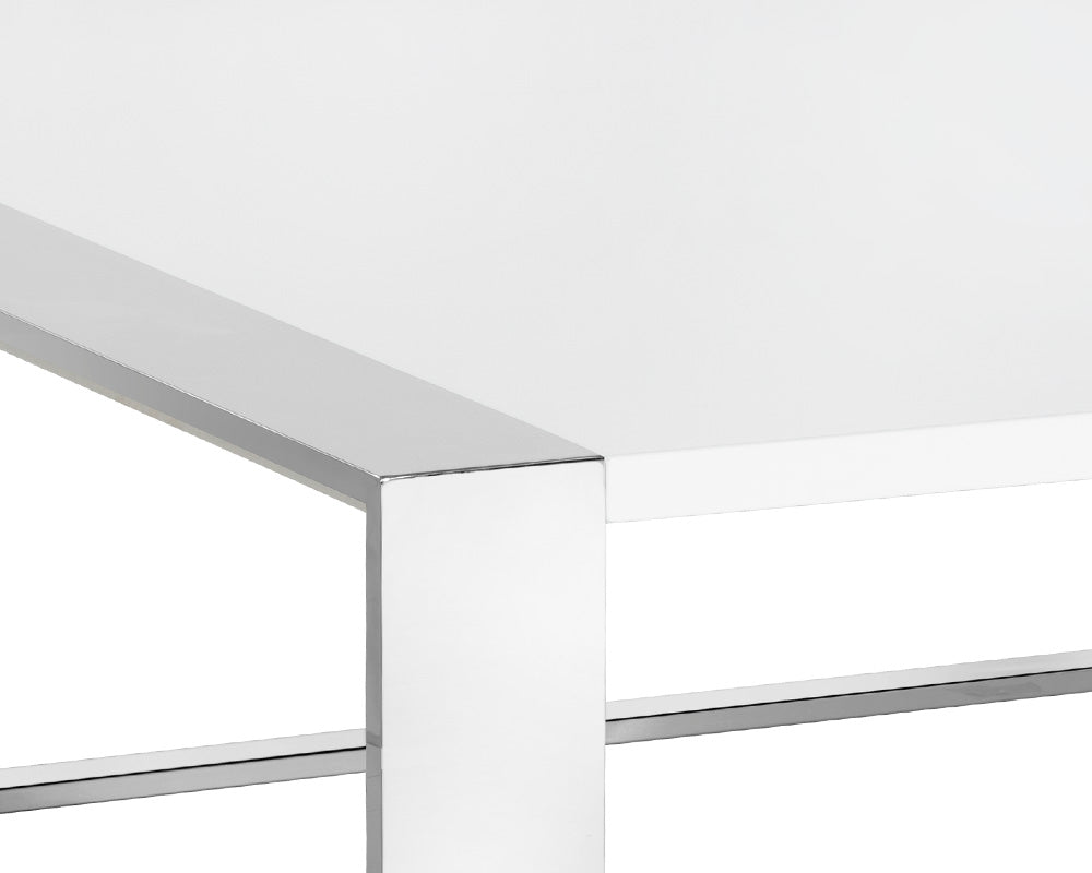 Dalton Coffee Table - Square - Stainless Steel - High Gloss White