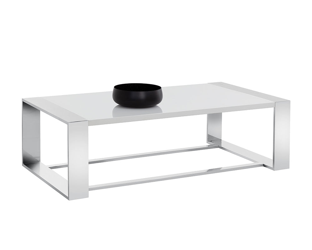 Dalton Coffee Table - Rectangular - Stainless Steel - High Gloss White