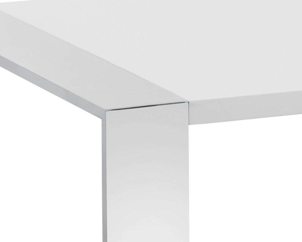 Dalton Coffee Table - Rectangular - Stainless Steel - High Gloss White