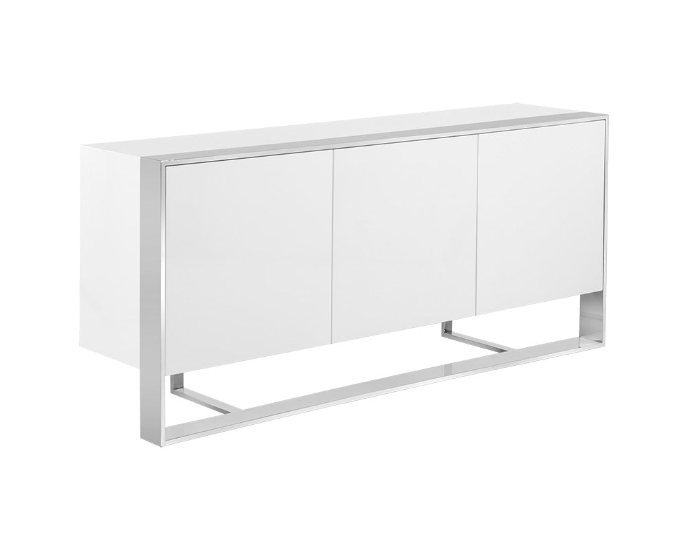 Dalton Sideboard - Stainless Steel - High Gloss White