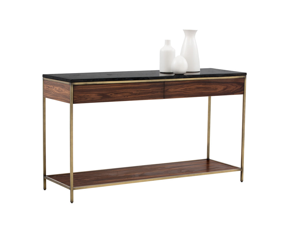 Stamos Console Table - Gold - Zebra Brown