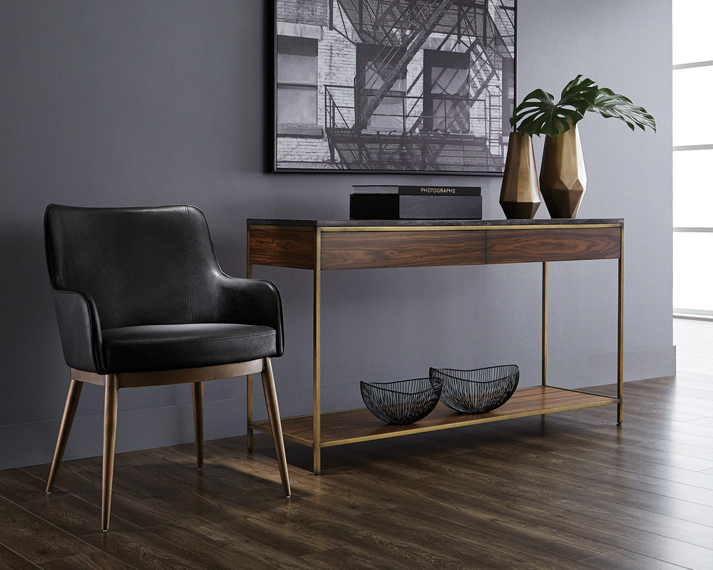 Stamos Console Table - Gold - Zebra Brown