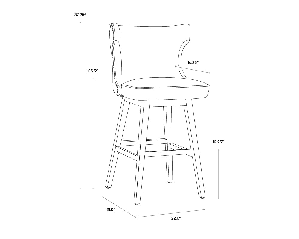 Neville Swivel Barstool - Tobacco Tan