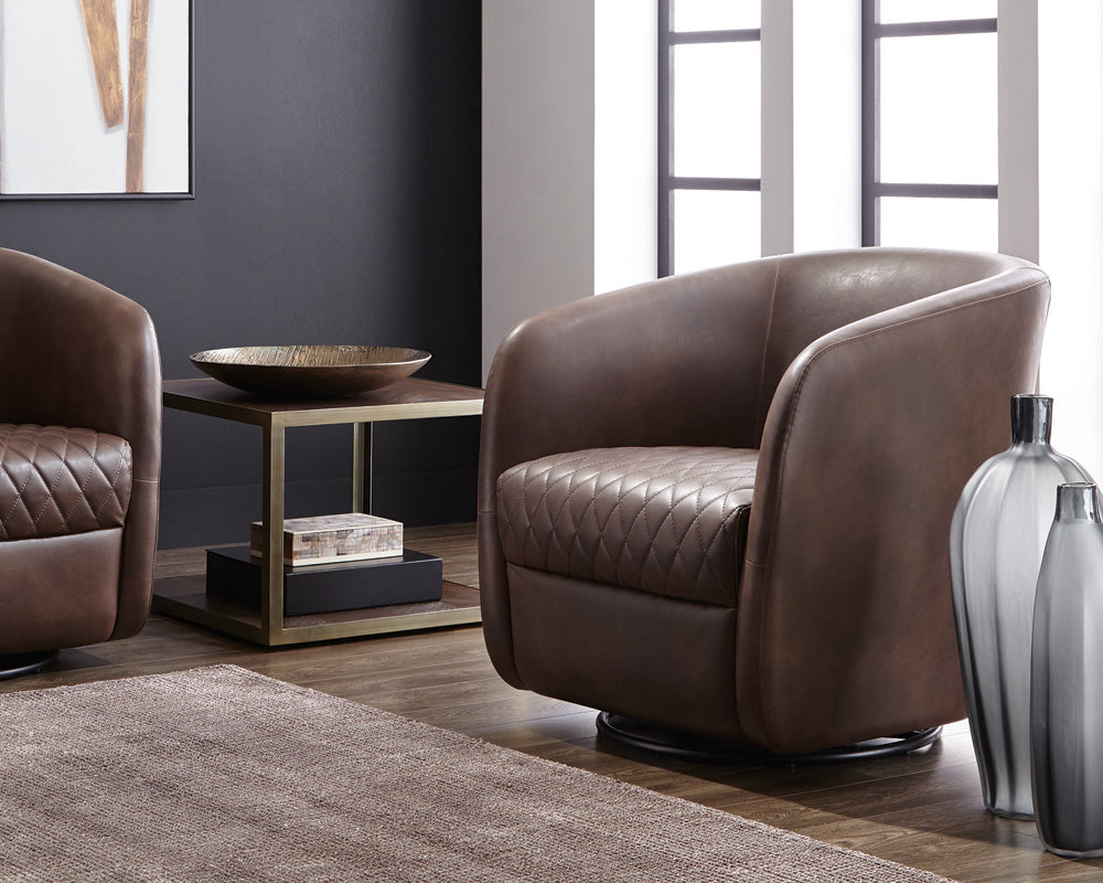 Dax Swivel Lounge Chair - Havana Dark Brown