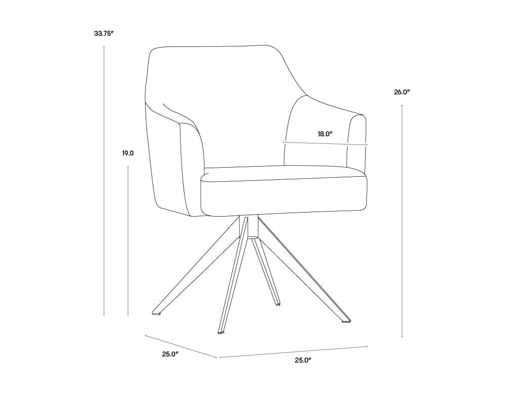 Sydney Swivel Dining Armchair - Midnight Blue