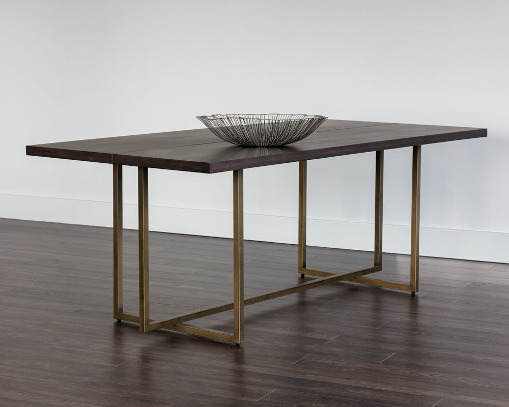 Jade Dining Table - Antique Brass - Dark Mango - 79"