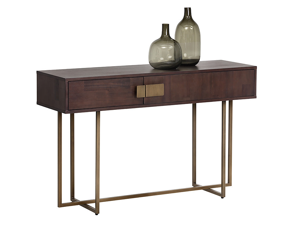 Jade Console Table - Antique Brass - Dark Mango